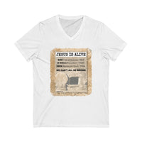 JESUS IS ALIVE  -  Unisex Close Fit V-Neck Tee