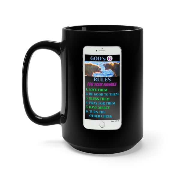 GOD'S 6 - Black Two-Sided Graphic 15oz Ceramic Mug